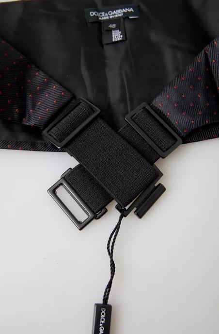 Cummerbund de seda negro con puntos rojos - Image 5