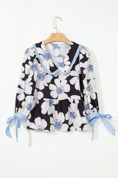 Blusa Floral Peter Pan con Mangas con Lazo - Image 4