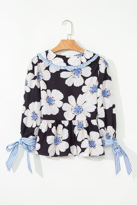 Blusa Floral Peter Pan con Mangas con Lazo - Image 5