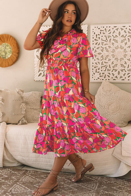 Vestido Midi con Estampado Floral de Corte Suelto - Image 3