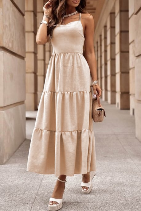 Vestido Maxi Layered con Escote Cuadrado Sin Mangas - Image 3