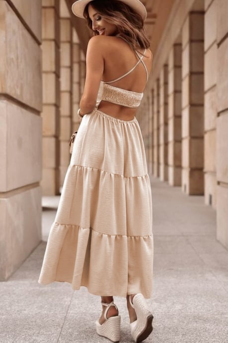 Vestido Maxi Layered con Escote Cuadrado Sin Mangas - Image 4