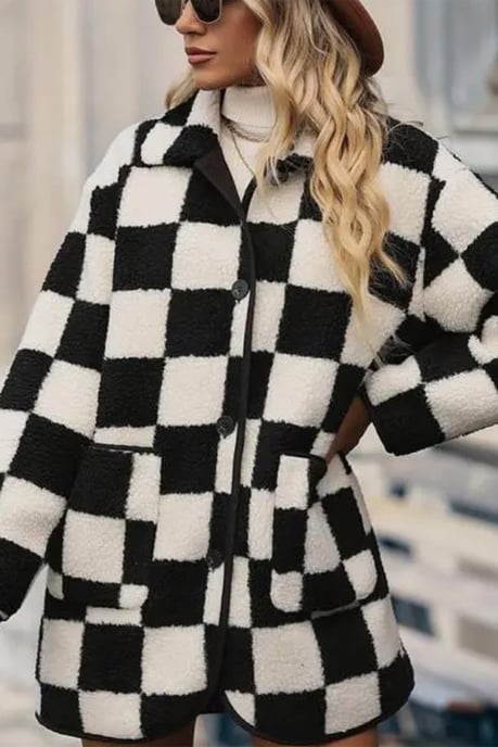 Chaqueta de forro polar Sherpa a cuadros - Image 6