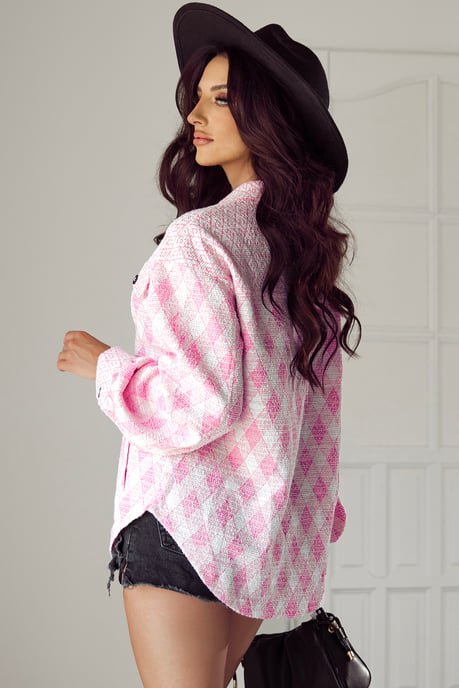 Camisa chaqueta de gran tamaño con patrón argyle - Image 2