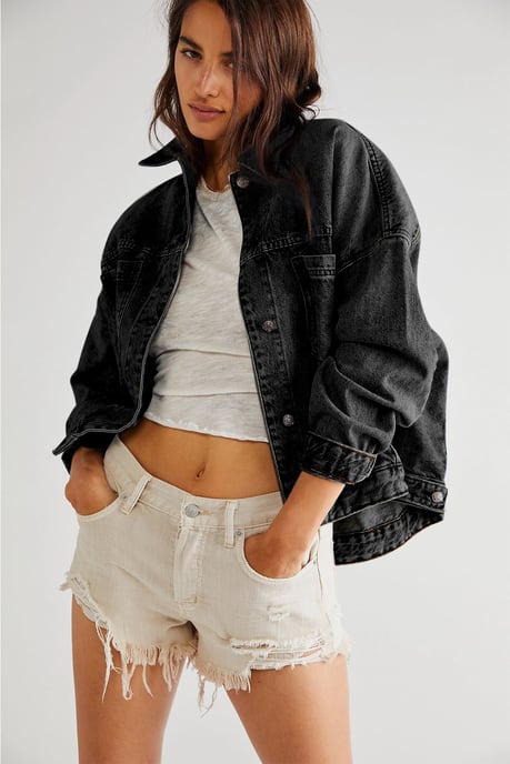 Chaqueta de mezclilla oversized de manga larga - Image 1
