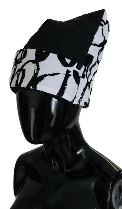 Gorro Abstracto Estampado Blanco y Negro - Image 2