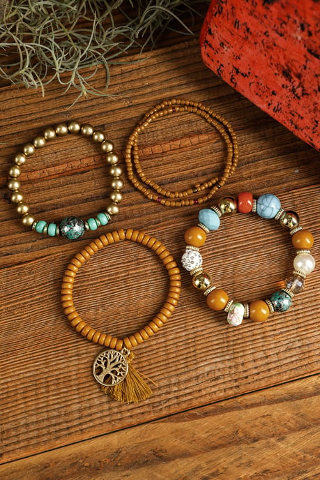 Conjunto de Pulseras de Cuentas con Charm del Árbol de la Vida - Image 2