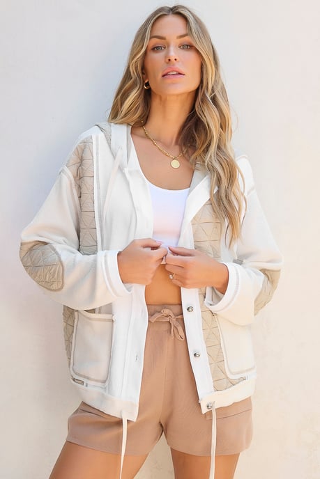 Chaqueta con capucha de waffle acolchado - Image 3