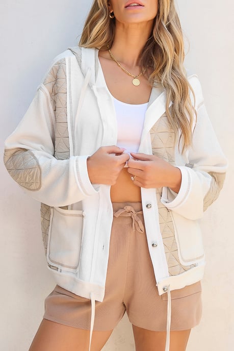 Chaqueta con capucha de waffle acolchado - Image 4