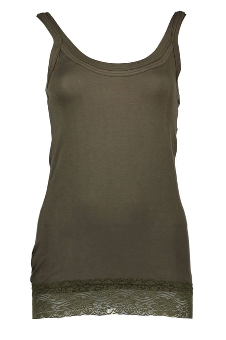 Top sin mangas con cuello redondo y detalle de encaje - Image 1