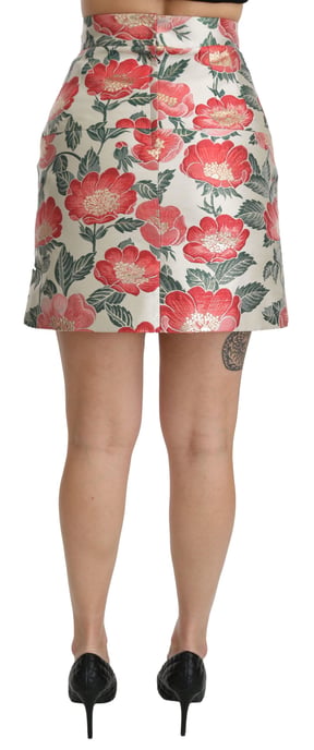 Falda Mini de Brocado Floral Fucsia - Image 5