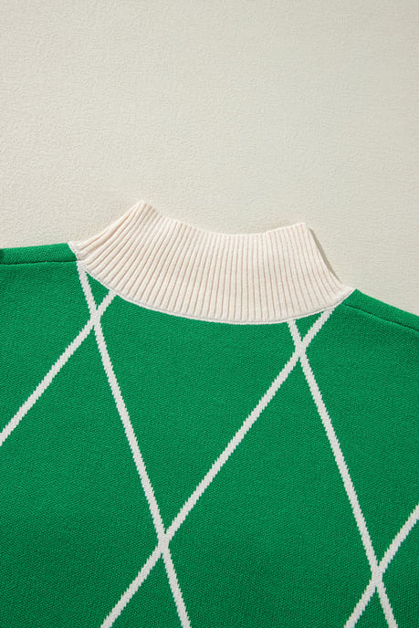Suéter de punto de diamante con cuello alto - Image 2