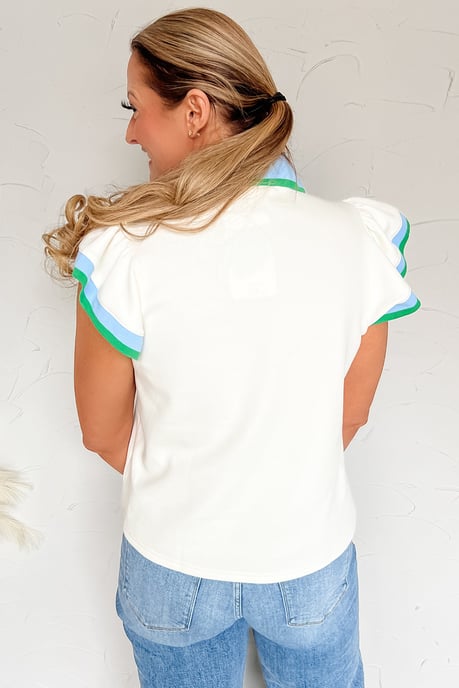 Blusa de tirantes cortos con volantes y cuello - Image 2