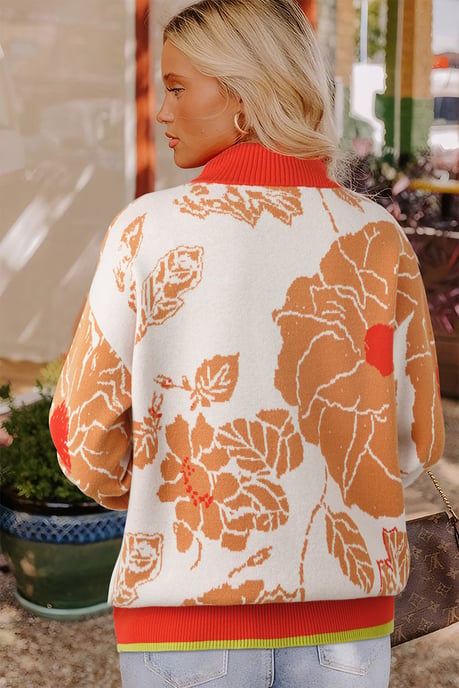 Suéter con cremallera de estampado floral - Image 2