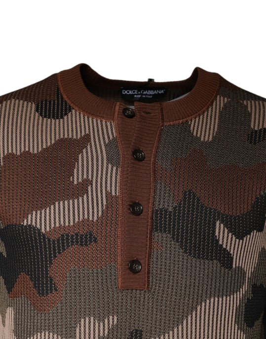 Suéter Henley de punto con camuflaje - Image 3