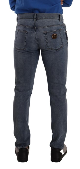 Jeans de mezclilla con efecto desgastado bicolor - Image 3