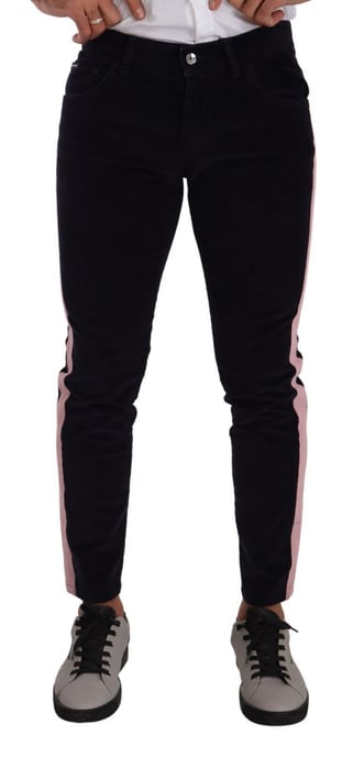 Pantalones de pana con franjas laterales de corte ajustado - Image 1