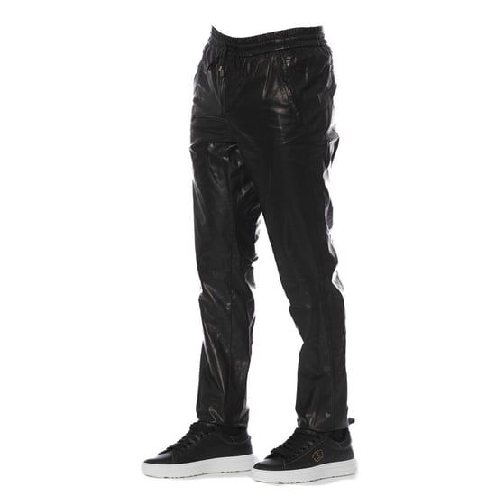 Pantalones de cuero con cintura elástica y ajuste relajado - Image 2