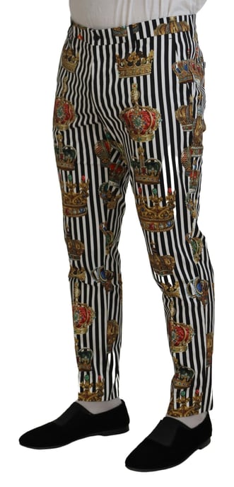 Pantalones Crown Print Rayas Blanco y Negro - Image 3