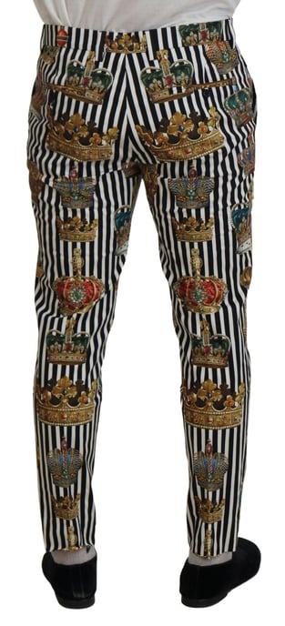 Pantalones Crown Print Rayas Blanco y Negro - Image 4