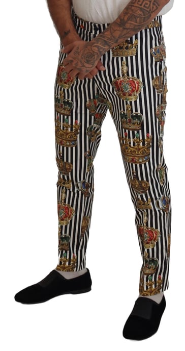 Pantalones Crown Print Rayas Blanco y Negro - Image 5