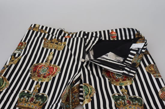Pantalones Crown Print Rayas Blanco y Negro - Image 6