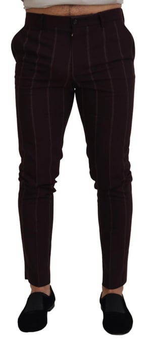 Pantalones de vestir a rayas con ajuste entallado - Image 1
