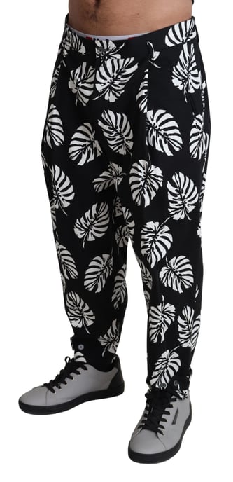 Pantalones de Seda Casuales con Estampado de Hoja Tropical - Image 2