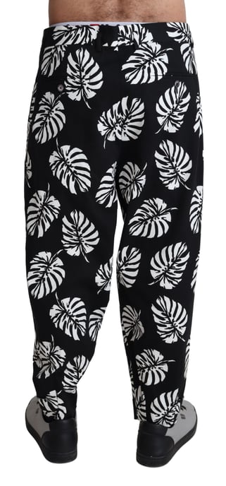 Pantalones de Seda Casuales con Estampado de Hoja Tropical - Image 3