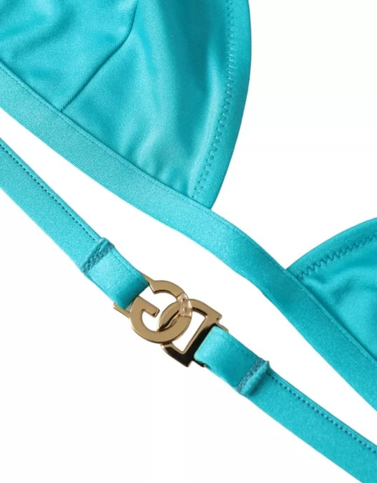 Top de Bikini Triangular Turquesa - Image 2