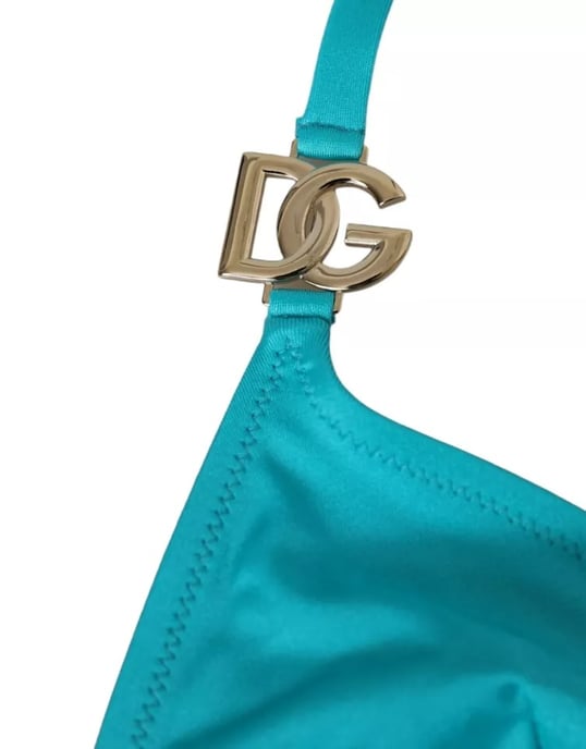 Top de Bikini Triangular Turquesa - Image 3