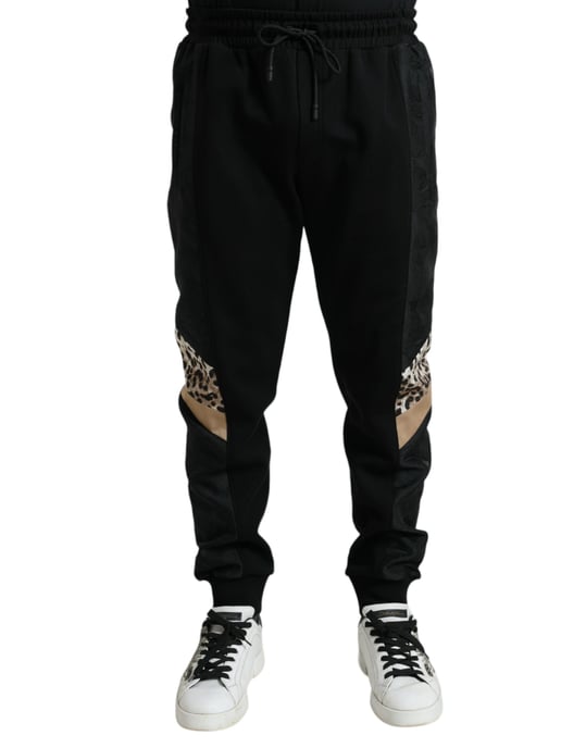 Pantalones de chándal con panel de estampado de leopardo - Image 1