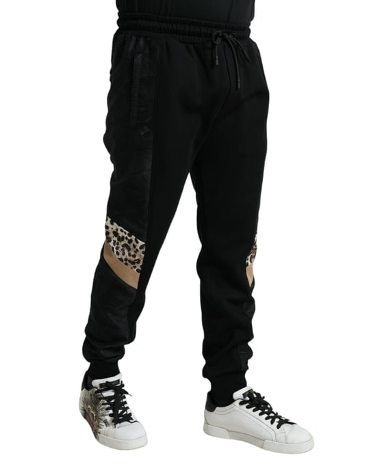 Pantalones de chándal con panel de estampado de leopardo - Image 2