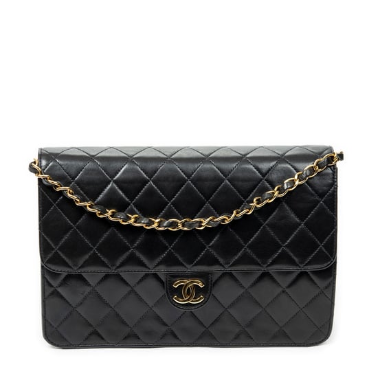 Chanel Vintage Push Lock Straight Flap en Negro Piel de becerro - Image 1