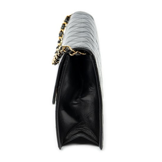 Chanel Vintage Push Lock Straight Flap en Negro Piel de becerro - Image 3