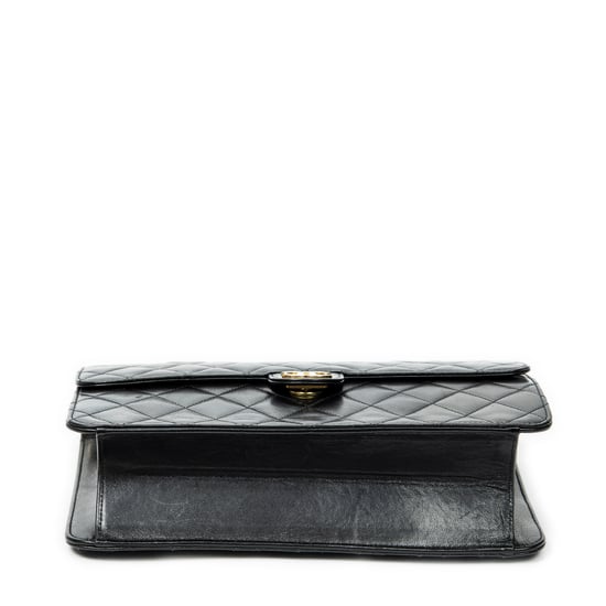Chanel Vintage Push Lock Straight Flap en Negro Piel de becerro - Image 6