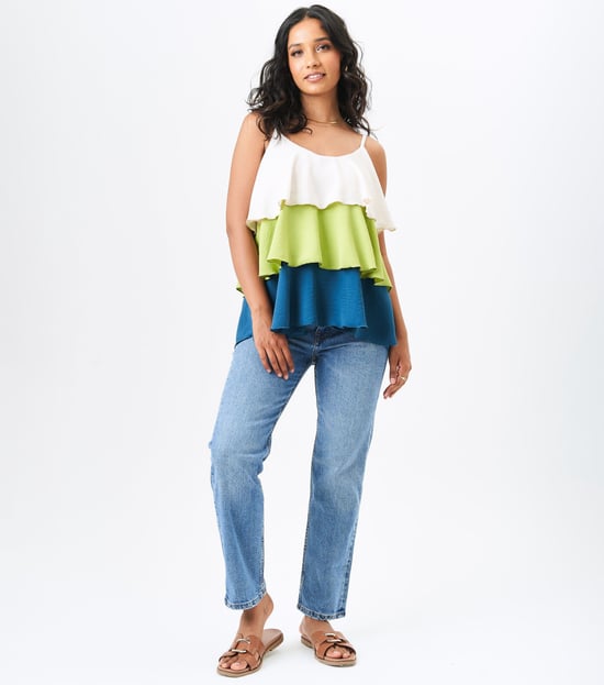 Top de tirantes con capas multicolor - Image 1