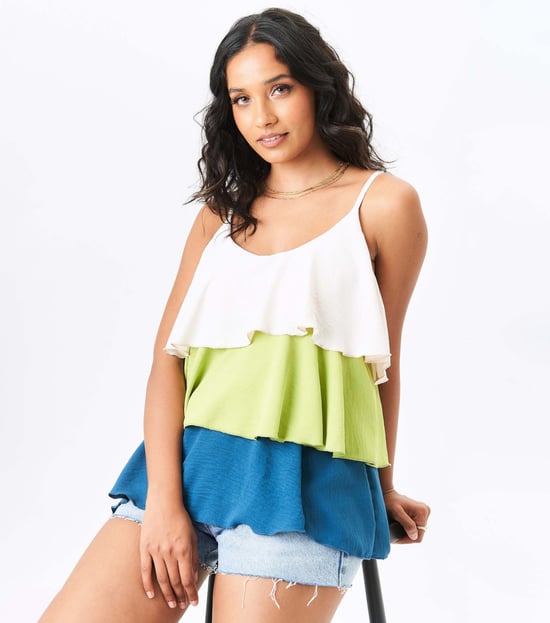 Top de tirantes con capas multicolor - Image 2