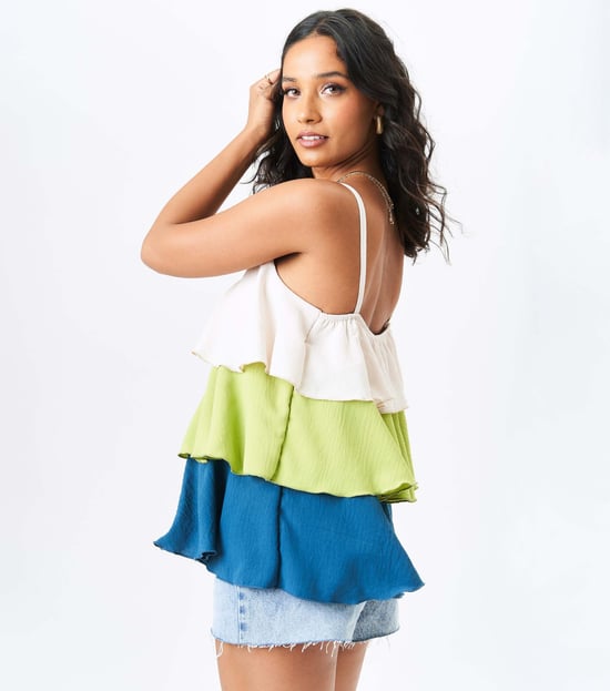 Top de tirantes con capas multicolor - Image 3