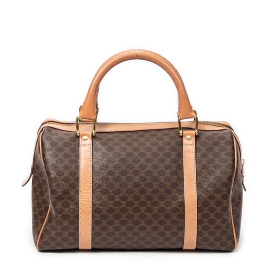 Celine Vintage Small Boston en Marrón/Beige Lona recubierta - Image 5