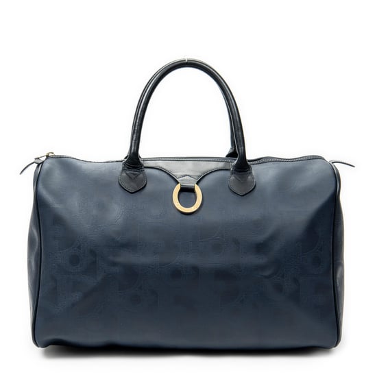 Dior Vintage Medium Travel Boston en Azul marino Lona recubierta - Image 1