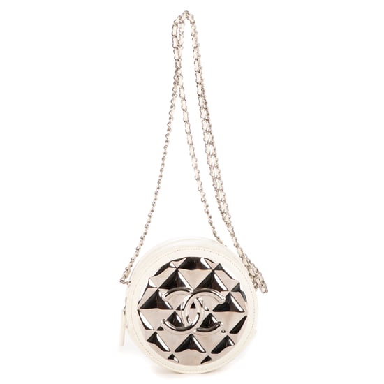 Chanel Mirror Round Chain Crossbody Mini en Blanco/Plata Piel de becerro - Image 1