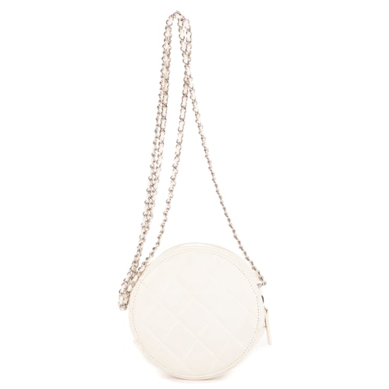 Chanel Mirror Round Chain Crossbody Mini en Blanco/Plata Piel de becerro - Image 4