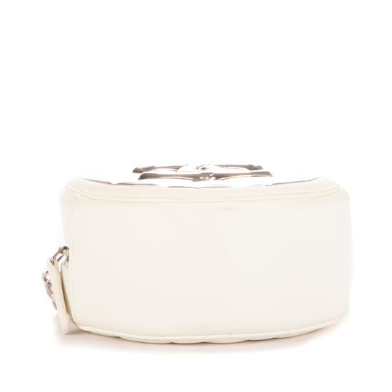 Chanel Mirror Round Chain Crossbody Mini en Blanco/Plata Piel de becerro - Image 6