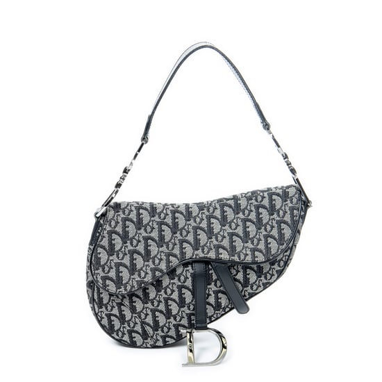 Dior Saddle Bag en Gris/Negro Lienzo - Image 1