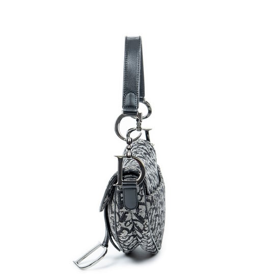 Dior Saddle Bag en Gris/Negro Lienzo - Image 3