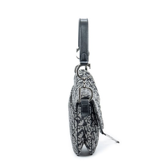 Dior Saddle Bag en Gris/Negro Lienzo - Image 4