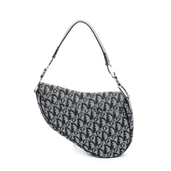 Dior Saddle Bag en Gris/Negro Lienzo - Image 5