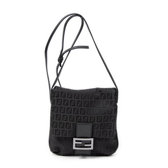 Fendi Small Flap Crossbody en Negro Lienzo - Image 1