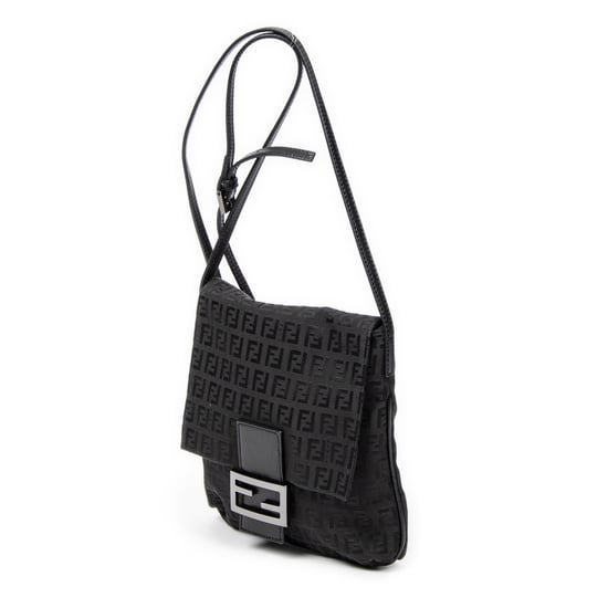 Fendi Small Flap Crossbody en Negro Lienzo - Image 2